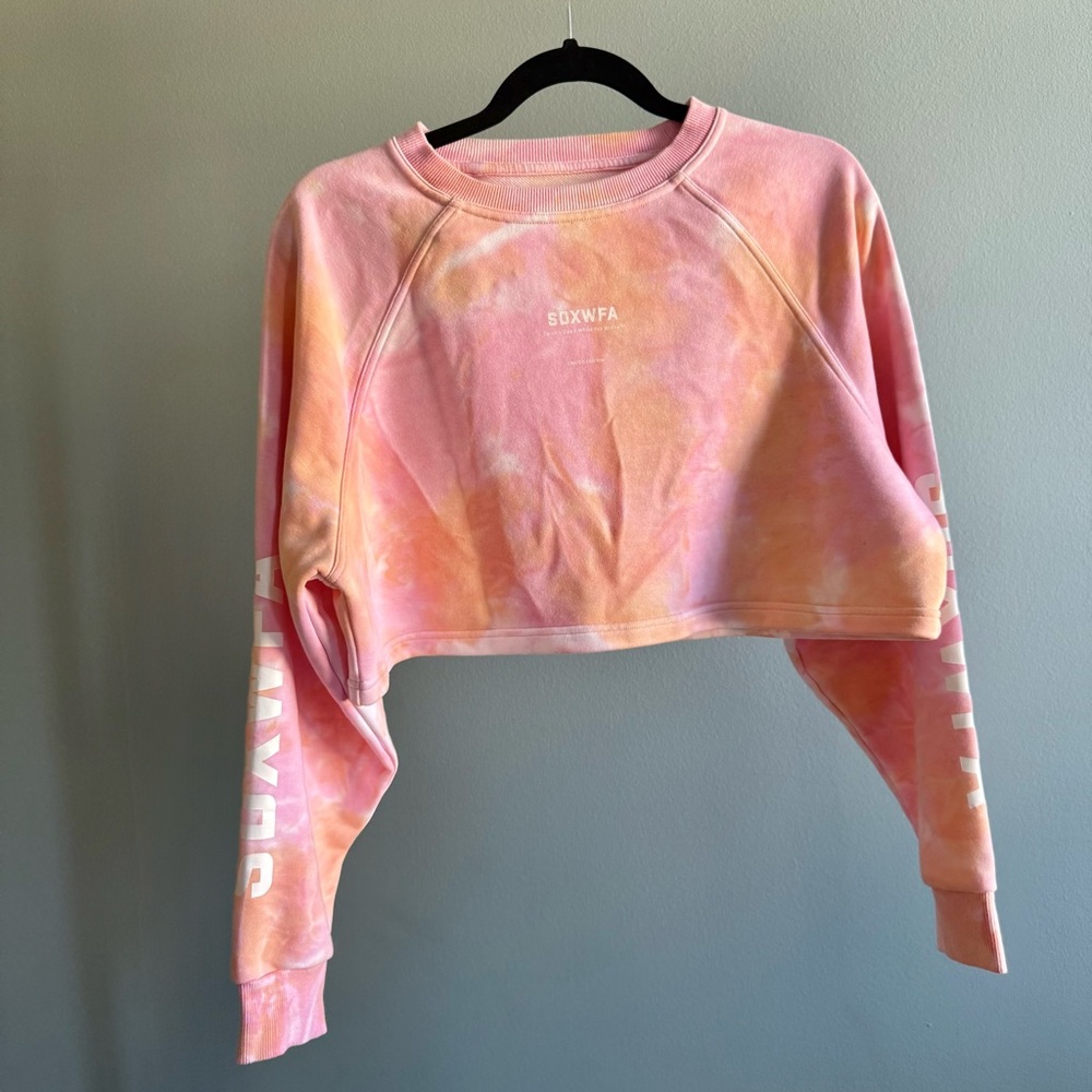 White Fox Cali Babe Cropped Sweater & Biker Short SET, Pink Sunset | Size Small - Picture 6 of 14